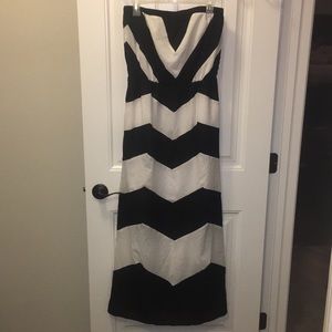 Chevron strapless maxi dress